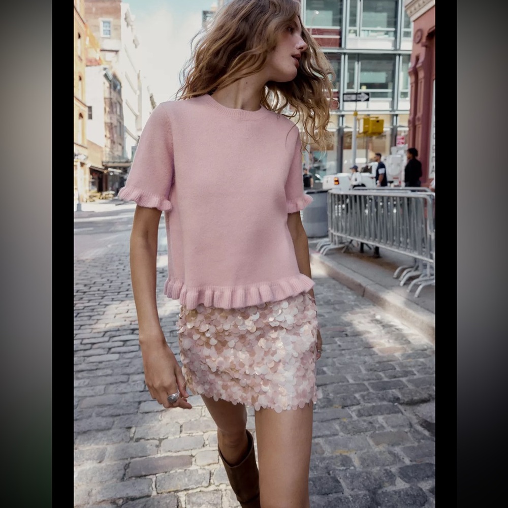 Zara sequins mini skirt, dusty pink - Picture 13 of 13